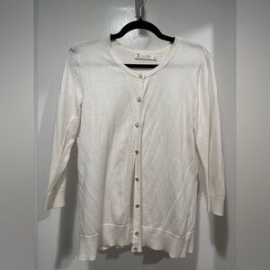 7th Avenue Design Studio Cream Button-Down Knit Cardigan Large